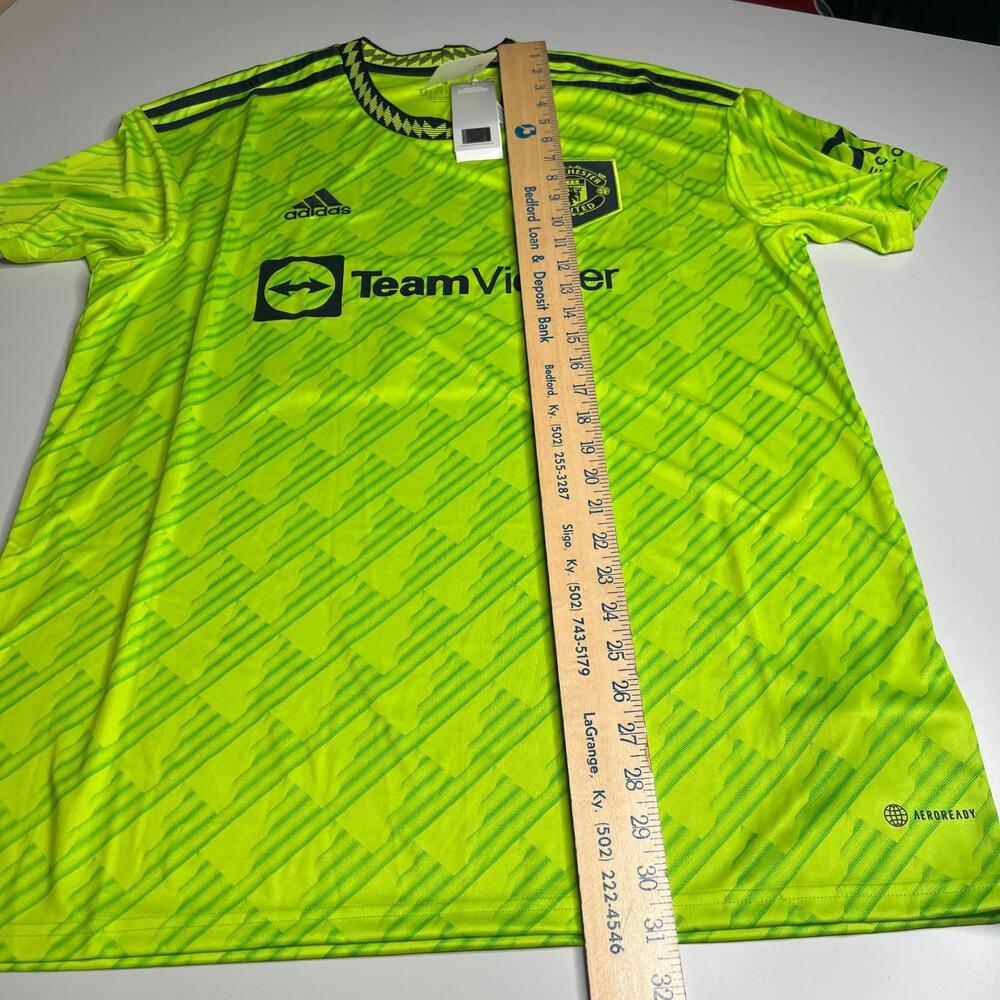 Adidas Manchester United 2022/23 Third‎ Jersey HE2981 XL Neon Green Soccer NWT - Picture 2 of 8